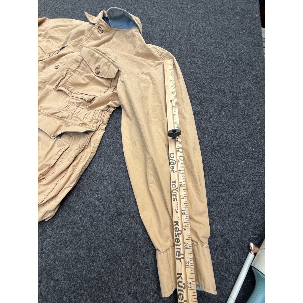 Vintage Gant Field Jacket Mens Large Tan Beige 100% Cotton Safari Utility Coat - Picture 7 of 10